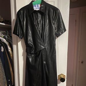 CEDRIC CHARLIER faux cracked-leather dress NWT